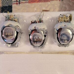 Thomas Kinkade Silver Sleigh Bells Ornaments